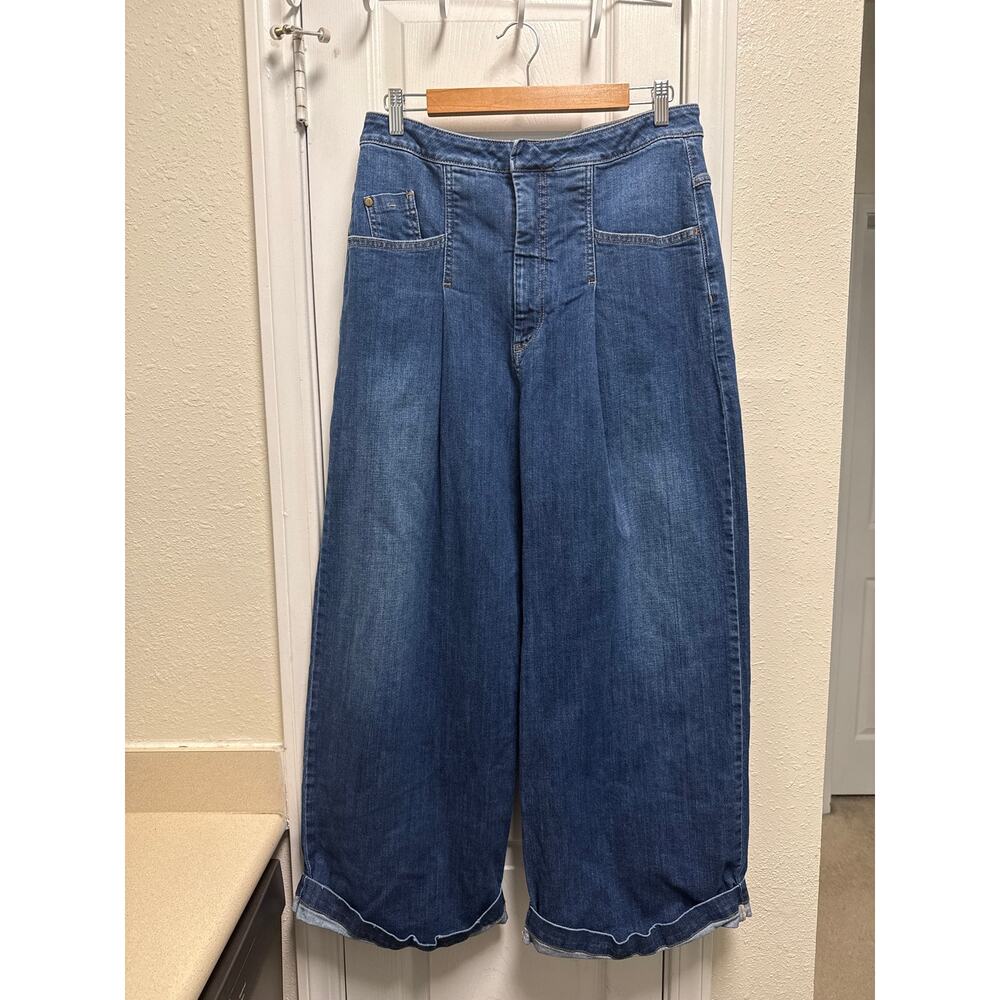 Anthropologie Pilcro Emory Wide Leg Pleated Denim Jean Retro Boho Western Sz 32 - Picture 3 of 6
